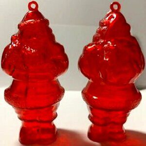 Lot of 2 Vintage Red Santa Christmas Tree Ornaments NOS